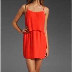Parker Orange Pleated Mini Dress